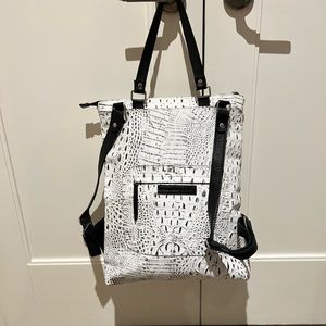 Polonia Cruz Leather Bag / Backpack. White With Black